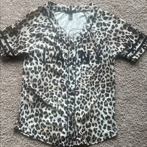Forever 21 Leopard Print Button-Up Top